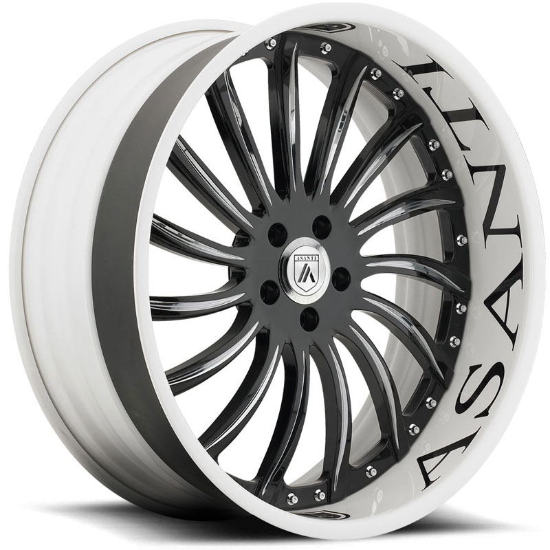 Asanti AF815 2PC  Wheels Black Face Milled w/ Chrome Lip