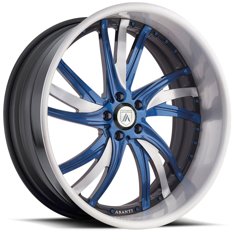 Asanti AF827 2PC  Wheels Blue & Brushed