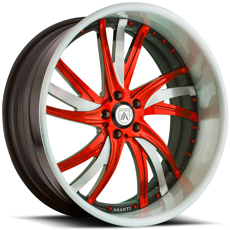 Asanti AF827 2PC  Wheels Red & Brushed