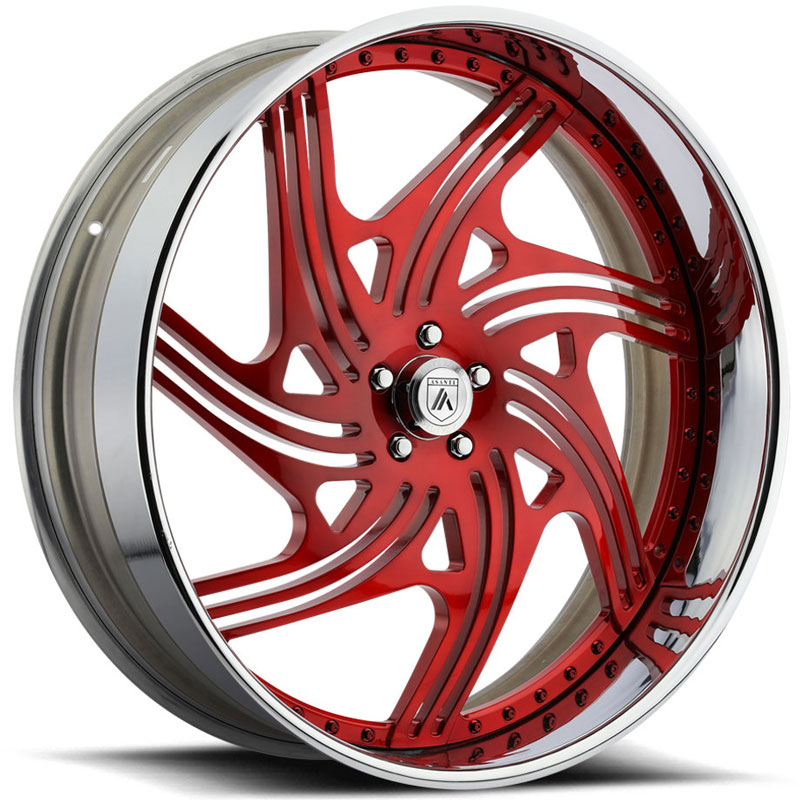 Asanti AF859 2PC  Wheels Red Face w/ Polished Lip