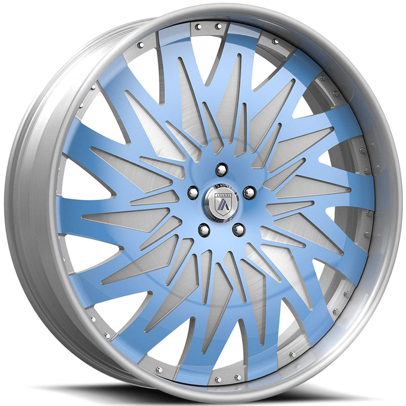 Asanti FS26 3PC  Wheels Brushed w/ Light Blue Spokes