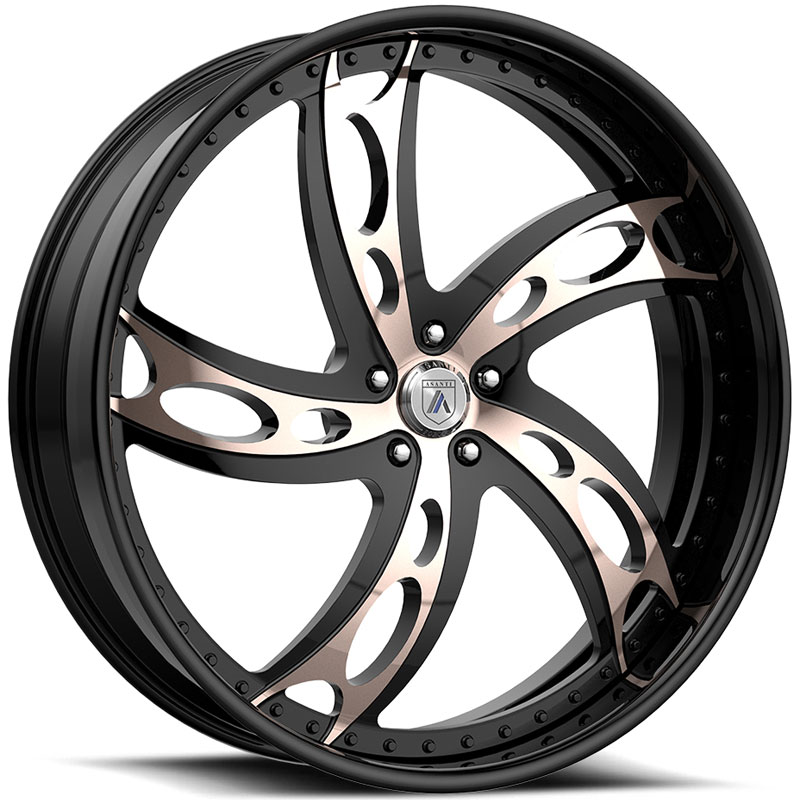 Asanti FS27 2PC  Wheels Black w/ Rose Gold Accent