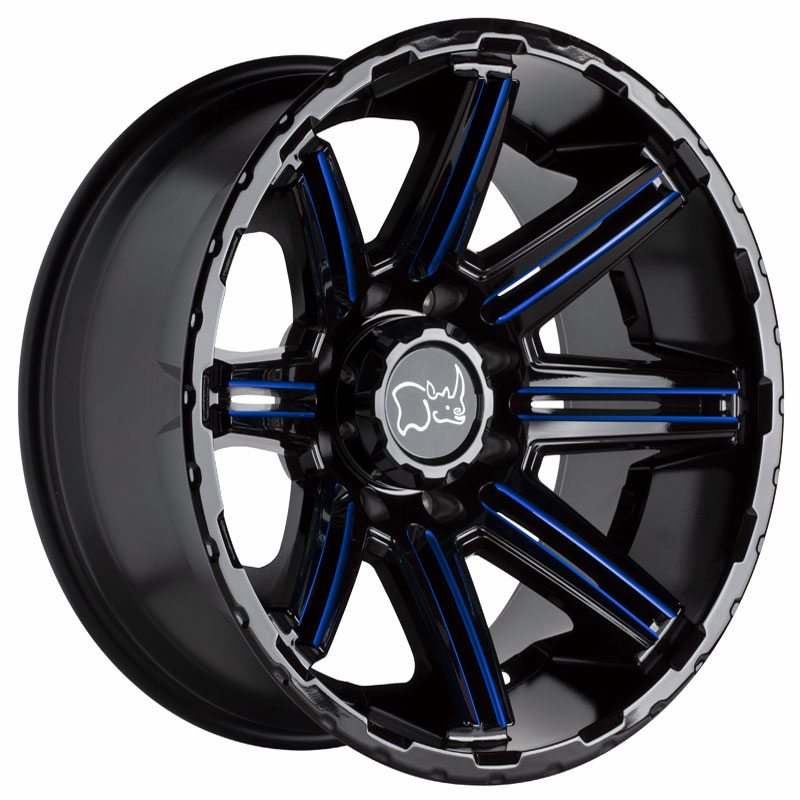 Black Rhino Rampage  Wheels Gloss Black w/ Blue Milled Spokes