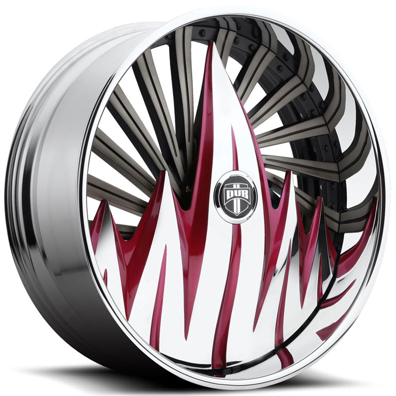 Dub S508 F.U Skirt  Wheels Chrome w/ Purple Accents