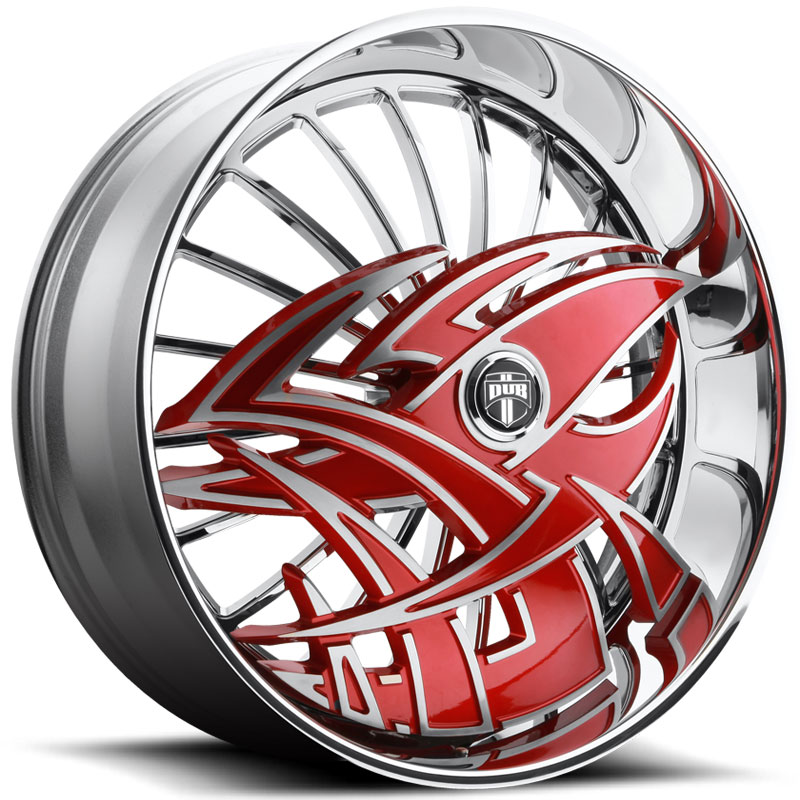 Dub S607 Razz Skirt   Wheels Red w/ Chrome Accents