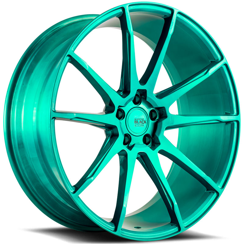 Savini Black Di Forza BM12  Wheels Brushed Teal