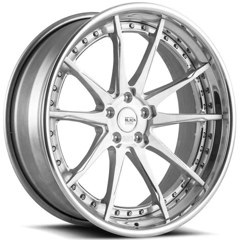 Savini Black Di Forza BM12L 3PC  Wheels Brushed Center w/ Polished Lip