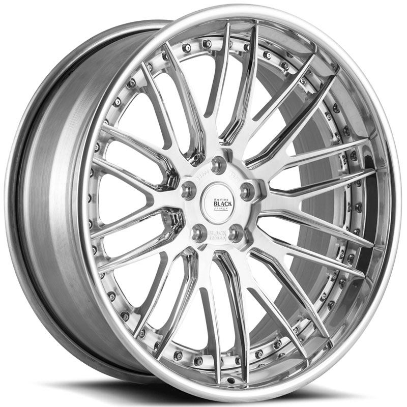 Savini Black Di Forza BM13L 3PC  Wheels Polished Center w/ Brushed Lip