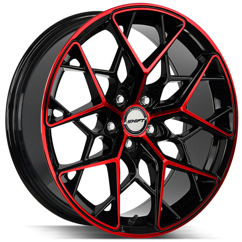 Shift Piston  Wheels Gloss Black Candy Red Machined