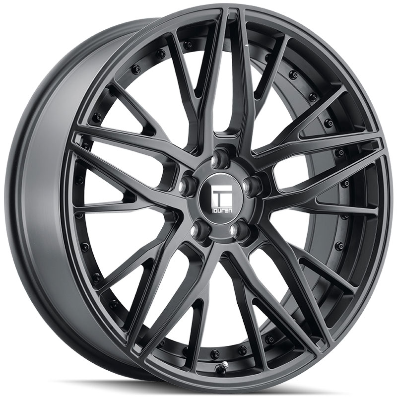 Touren TR93  Wheels Satin Black w/ Black Rivets