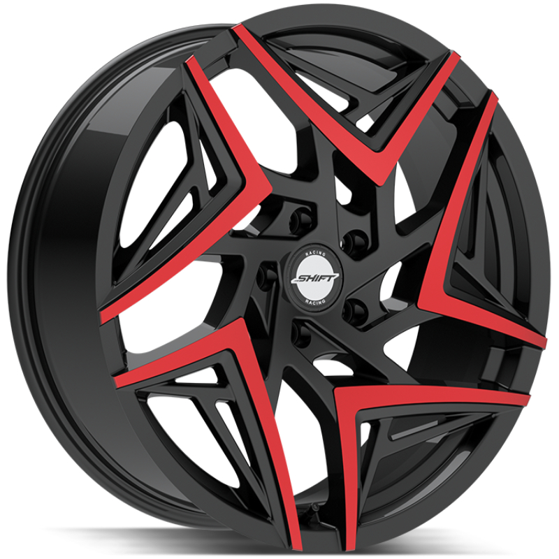 Shift Valve  Wheels Gloss Black Machined Red Tips