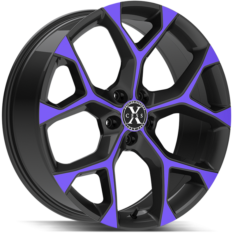 Xcess X05 Flake  Wheels Gloss Black Machined Puprle