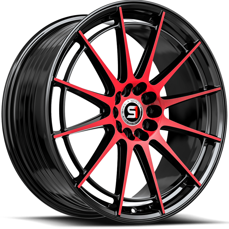 Spec-1 SP-64  Wheels Gloss Black Red Machined