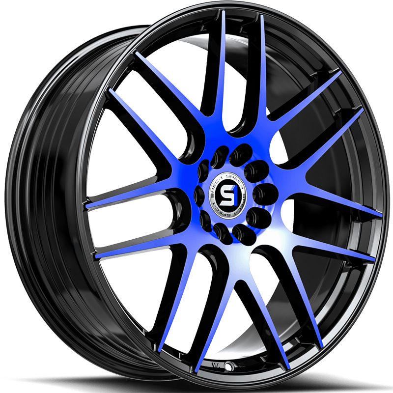 Spec-1 SP-65  Wheels Gloss Black Blue Machined