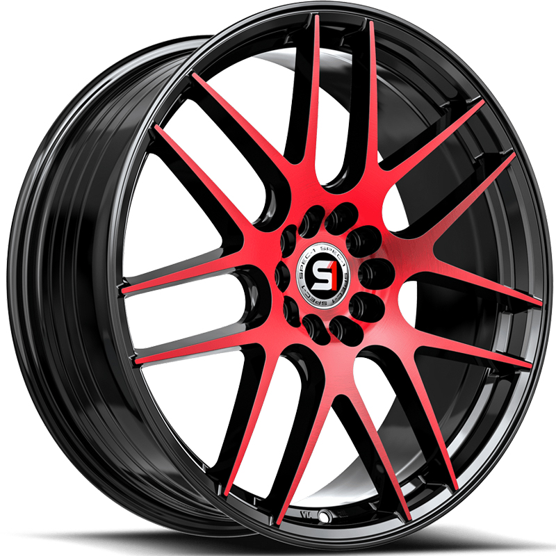 Spec-1 SP-65  Wheels Gloss Black Red Machined