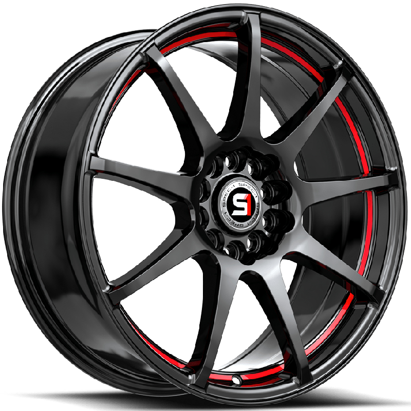 Spec-1 SP-67  Wheels Gloss Black Red Line