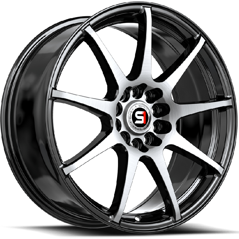 Spec-1 SP-67  Wheels Gloss Black Red Machined