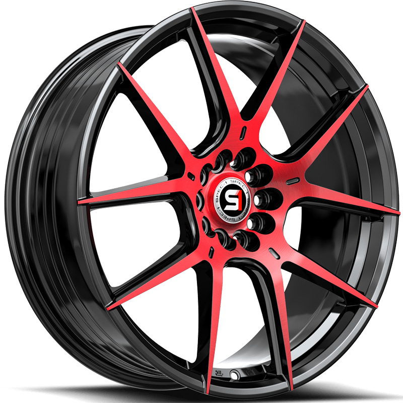 Spec-1 SP-71  Wheels Gloss Black Red Machined