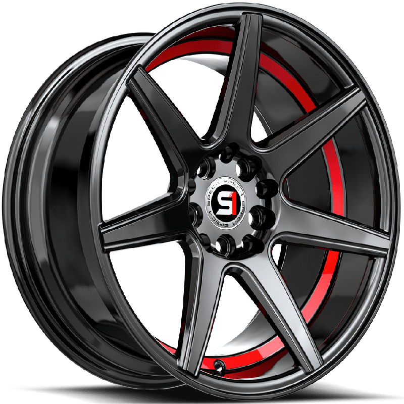 Spec-1 SP-73  Wheels  Gloss Black Red Machined